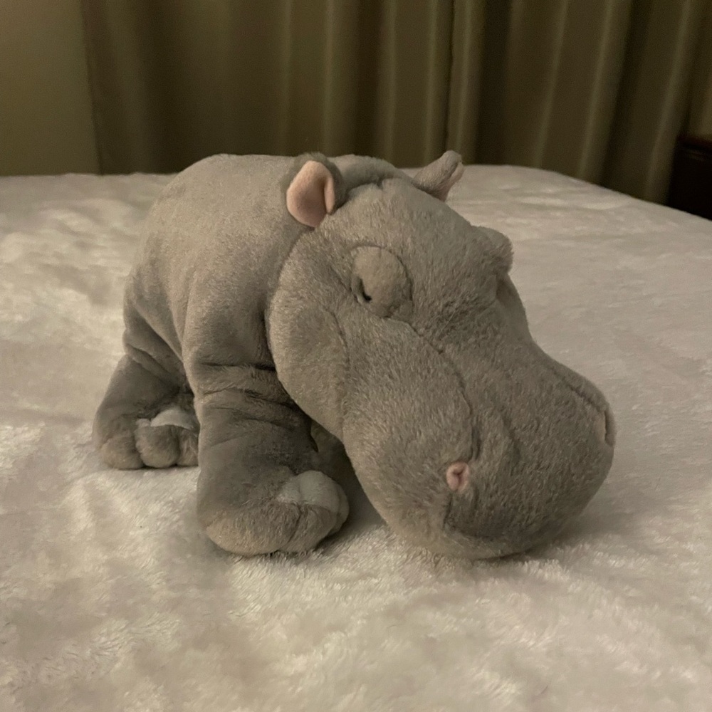 Grey stuffed hippo